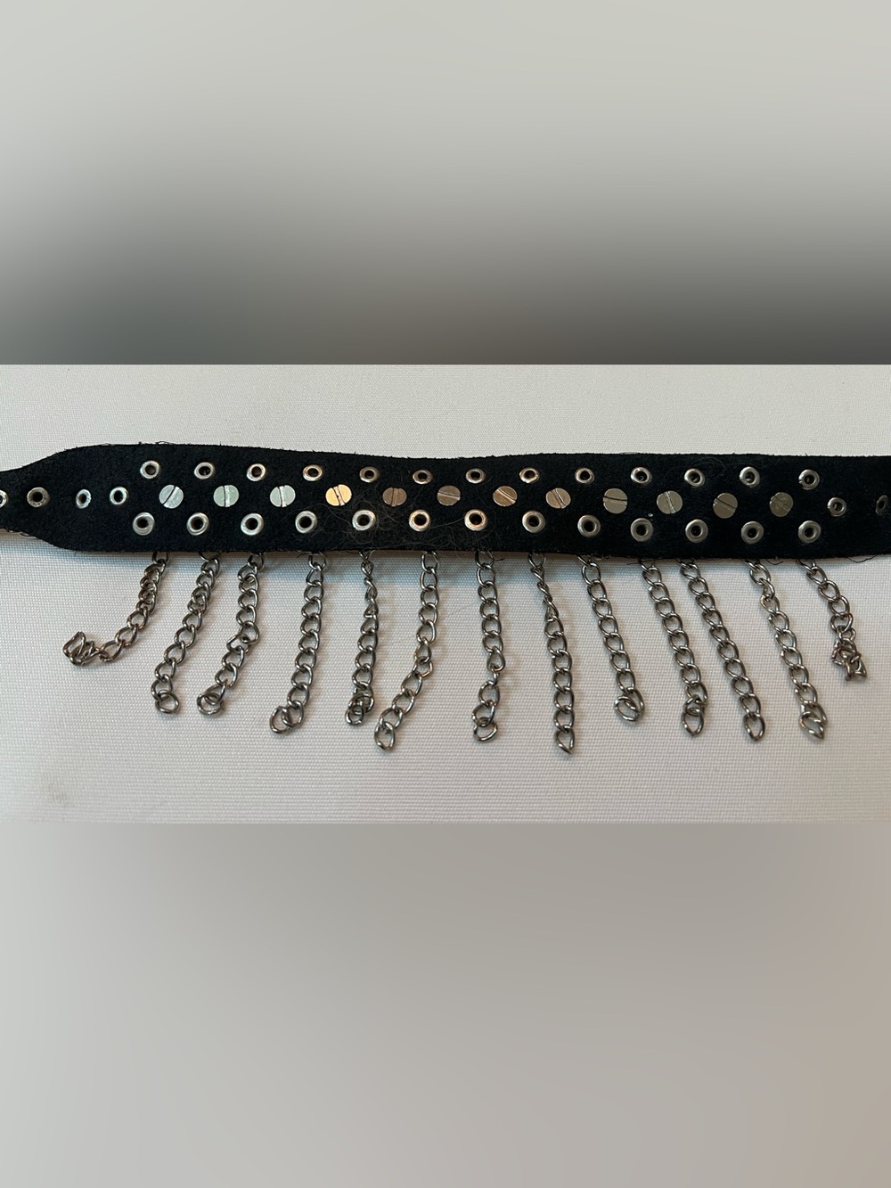 Black Studded Wristbands Fingerless Moto Gloves and Chained Spiked Dog Collar - Picture 13 of 14